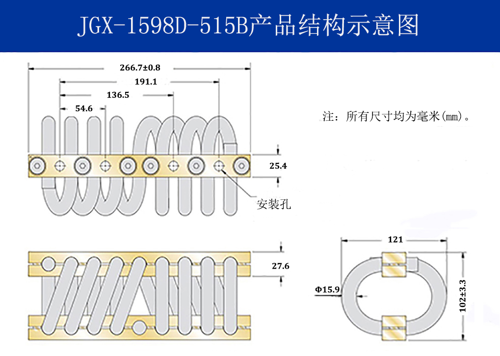 JGX-1598D-515B多應用鋼絲繩隔振器結(jié)構
